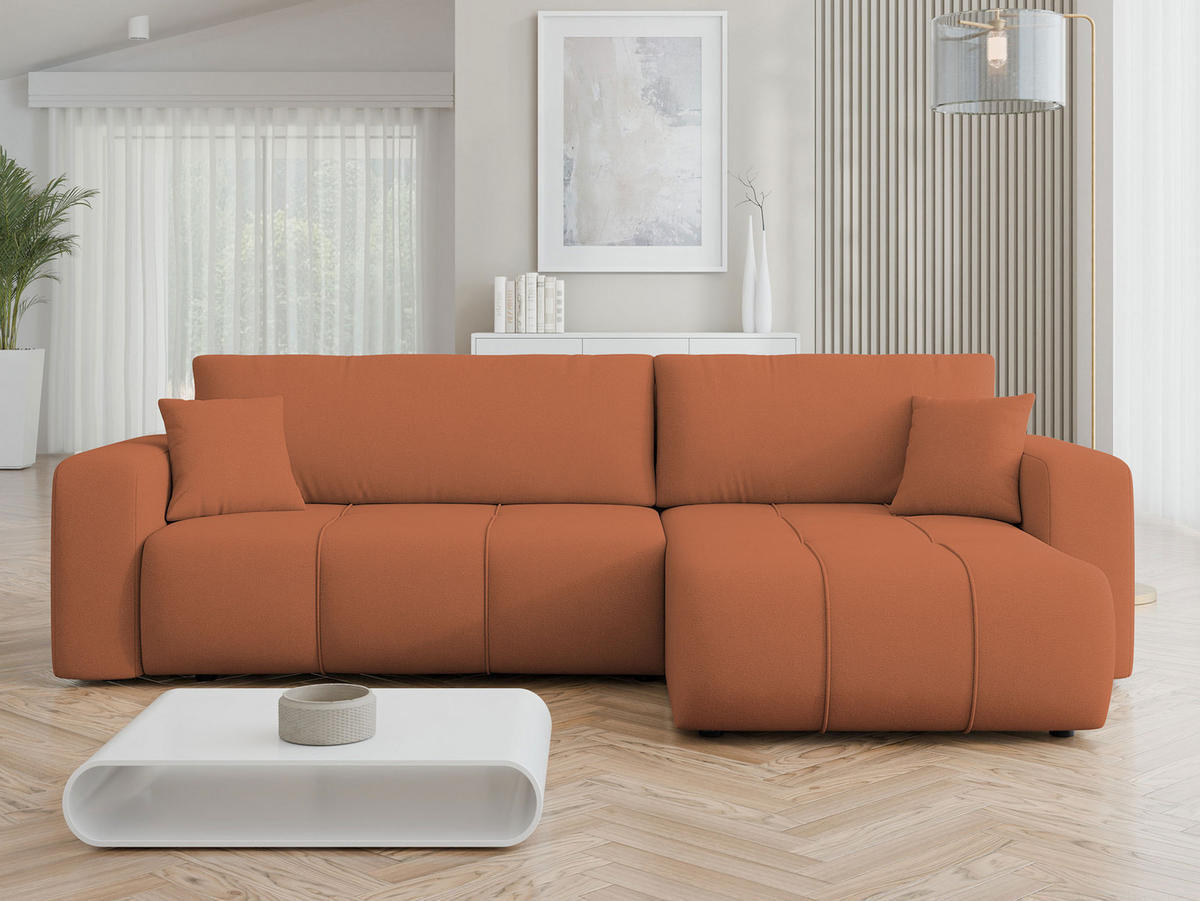 ECKSOFA Furyn Maxi - Schwarz/Orange, Holz/Kunststoff (274/145cm) - MIRJAN24