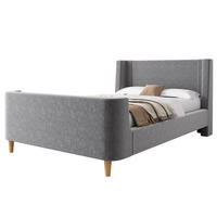 KINDERBETT 90/200 cm Grau Schlittenbett mit Weltraummuster - Grau, Textil (90/200cm) - OKWISH