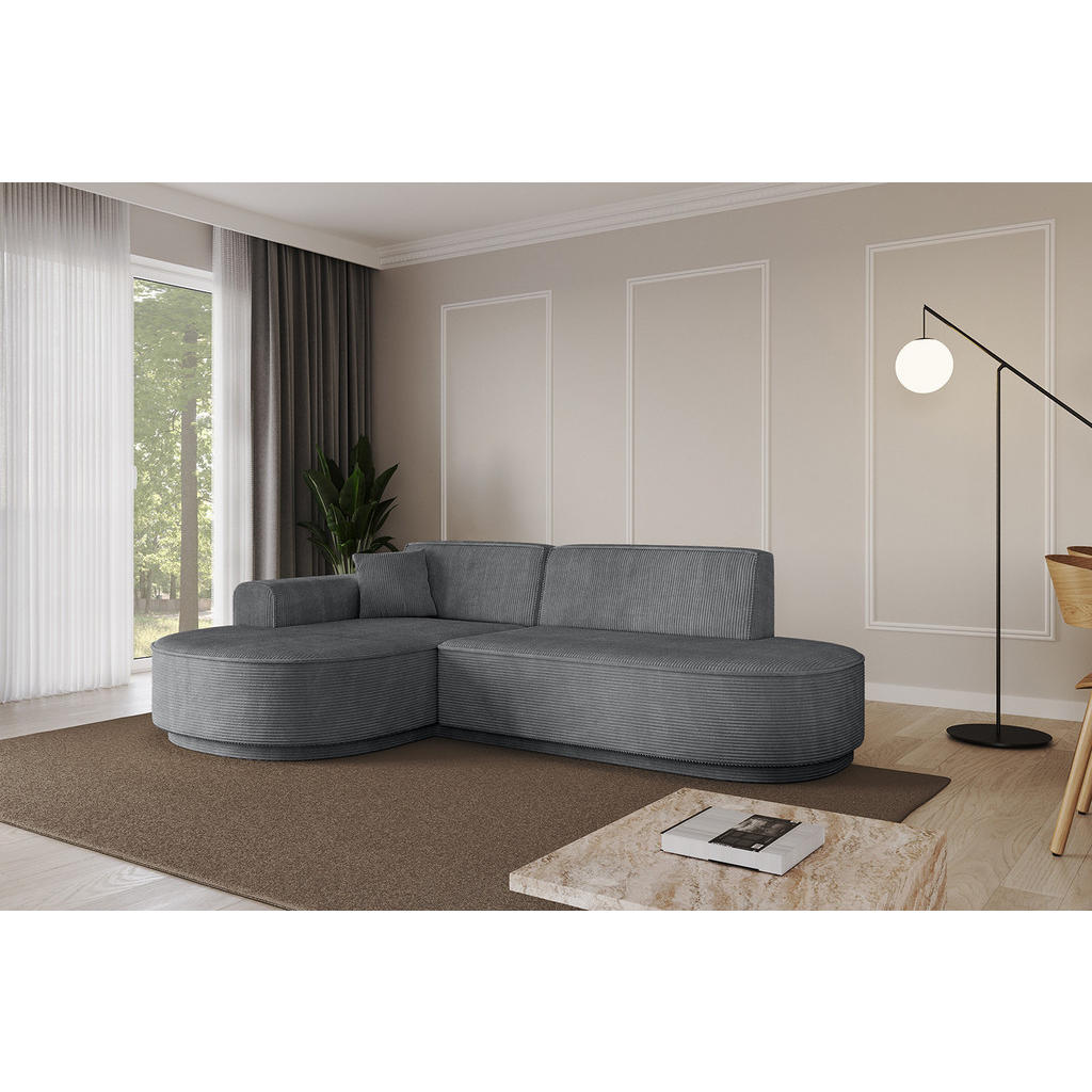 Thumbnail - Altdecor Ecksofa, Dunkelgrau, Textil, 3-Sitzer, L-Form, Ottomane links, 234x163 cm, Wohnzimmer, Sofas & Couches, Wohnlan...
