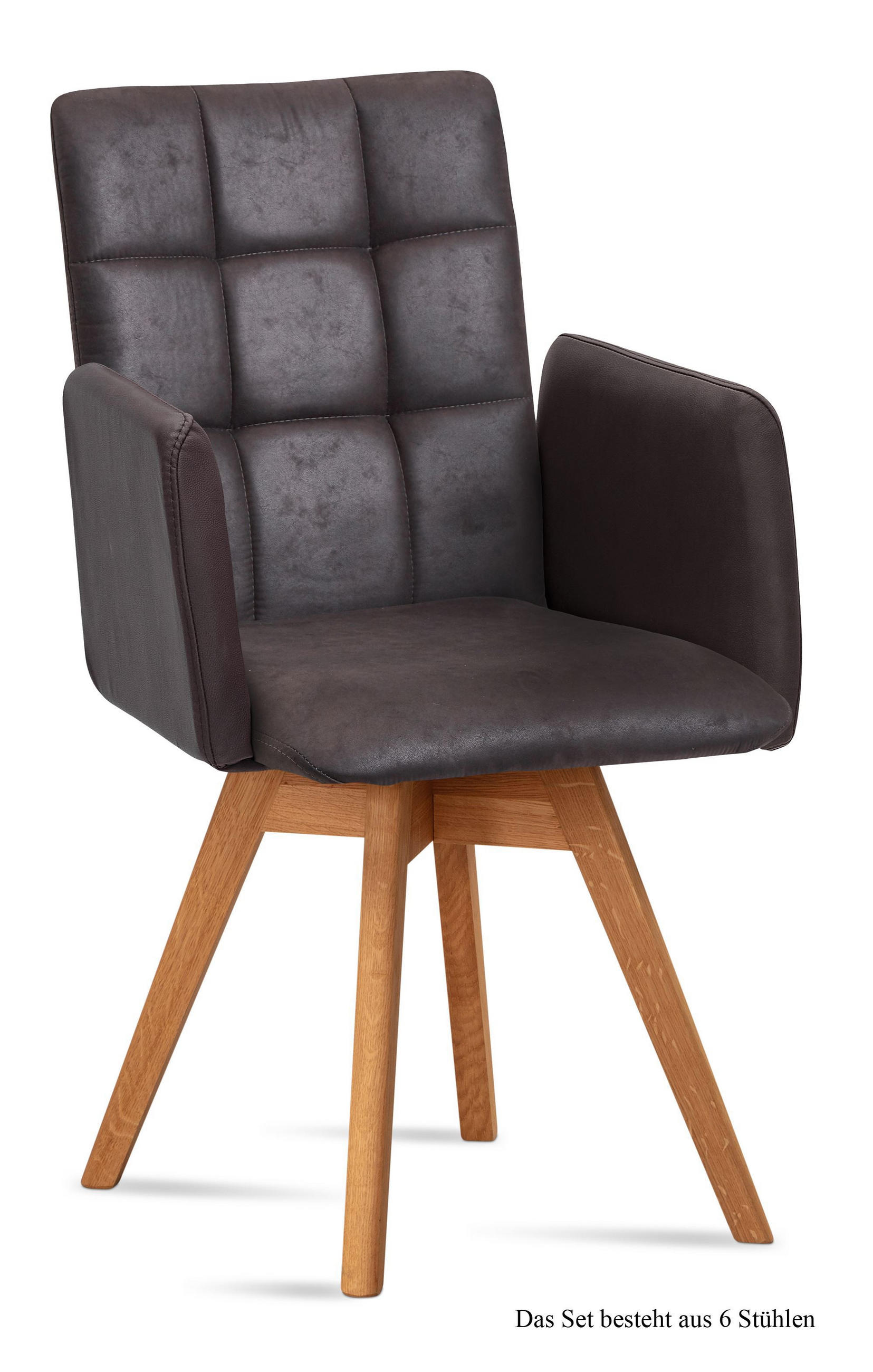 ARMLEHNSTUHL drehbar (6er-Set) Dorie 52x91x60 Eiche geölt/Espresso - Eichefarben/Dunkelbraun, Kunststoff (60/91/52cm) - 58aufmkessel