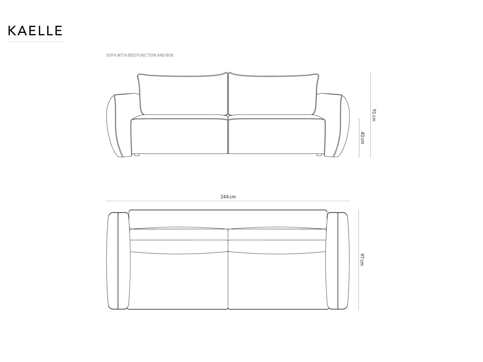 Thumbnail - Micadoni Ausklappbares-Sofa, Beige, Textil, 3-Sitzer, 97x91x244 cm, Hergestellt in Europa, Oeko-Tex®, Wohnzimmer, Sofas ...