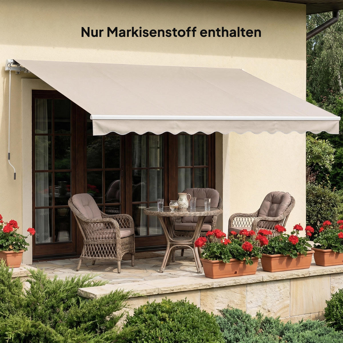 MARKISENSTOFF DE-10914 UPF 50+ für 3,5x2,5 m Rahmen Cremeweiß - Creme, Textil (250/25/337cm) - ComfortXL