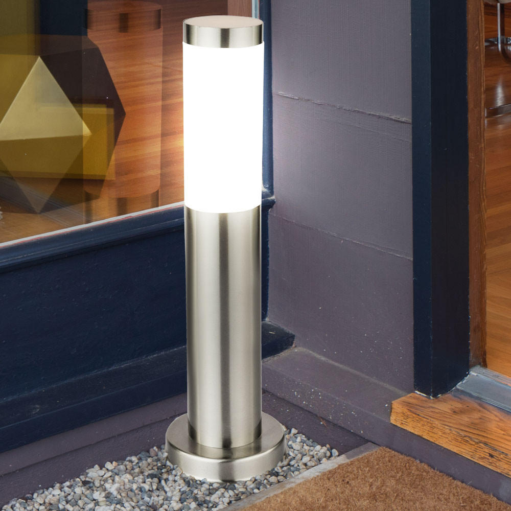 LED AUSSENLEUCHTE Edelstahl Silber - Silberfarben, Metall (7.6/7.6/45cm) - Globo Lighting