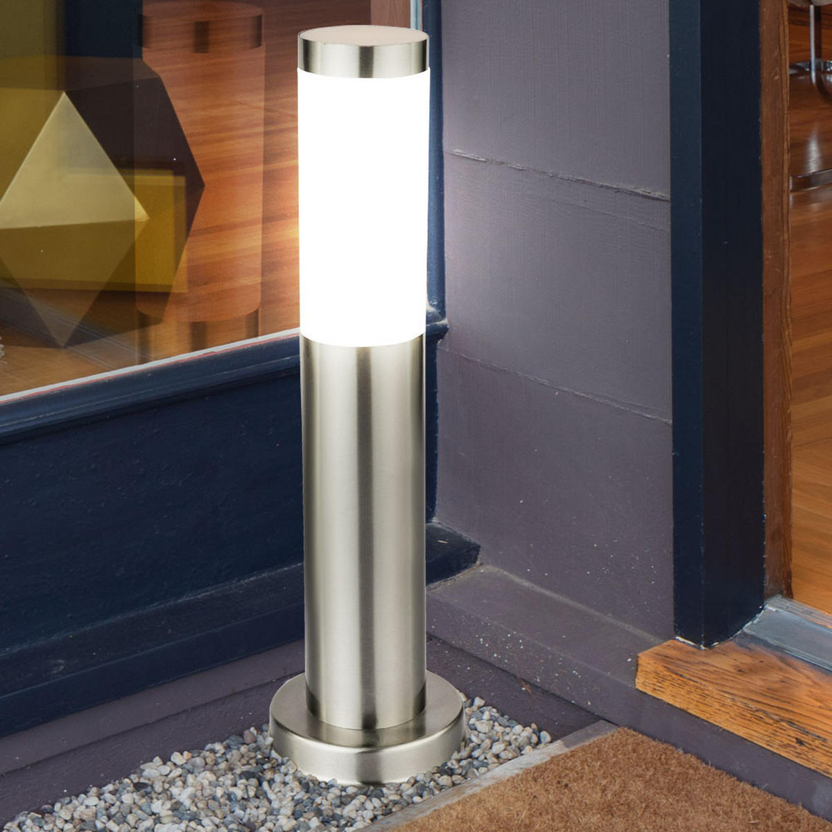 LED AUSSENLEUCHTE Edelstahl Silber - Silberfarben, Metall (7.6/7.6/45cm) - Globo Lighting