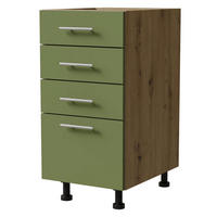 SCHUBLADENUNTERSCHRANK Brerra D4A/40 Korpus eiche artisan / Front RAL 6025 farngrün Matt 40 / 50 / 82 cm - Eiche Artisan/Grün, Holz/Holzwerkstoff (40/82/50cm) - Feldmann-Wohnen