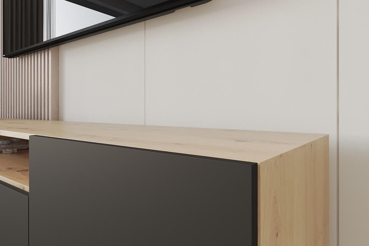LOWBOARD ELIO-W 200x40x41 cm - Artisan / Schwarz - Eiche Artisan, Holzwerkstoff (200/40/41cm) - ALTDECOR