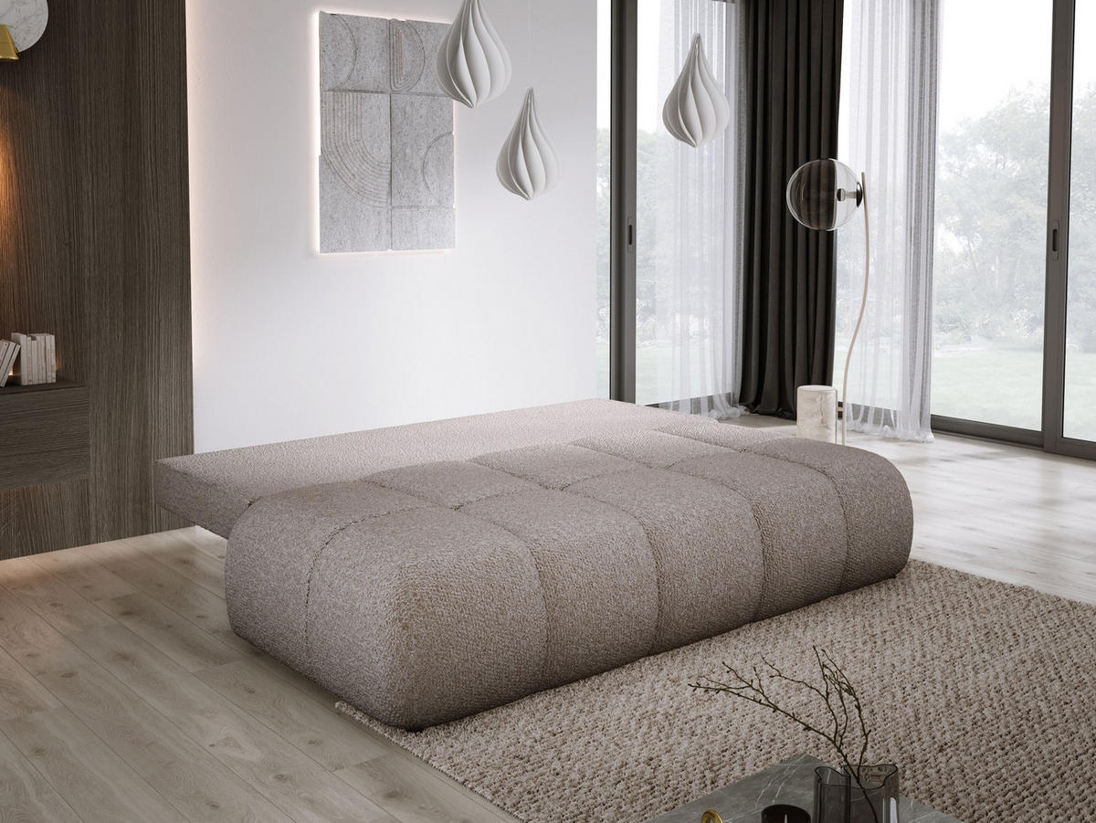 SOFA COCO MINI SCHLAFSOFA mit Bettfunktion, Anthology Stoffbezug, 2-Sitzer, freistehend, Größe: 205x105x97 cm, Sand - Sandfarben, Holz/Textil (205/97/105cm) - DomoHome