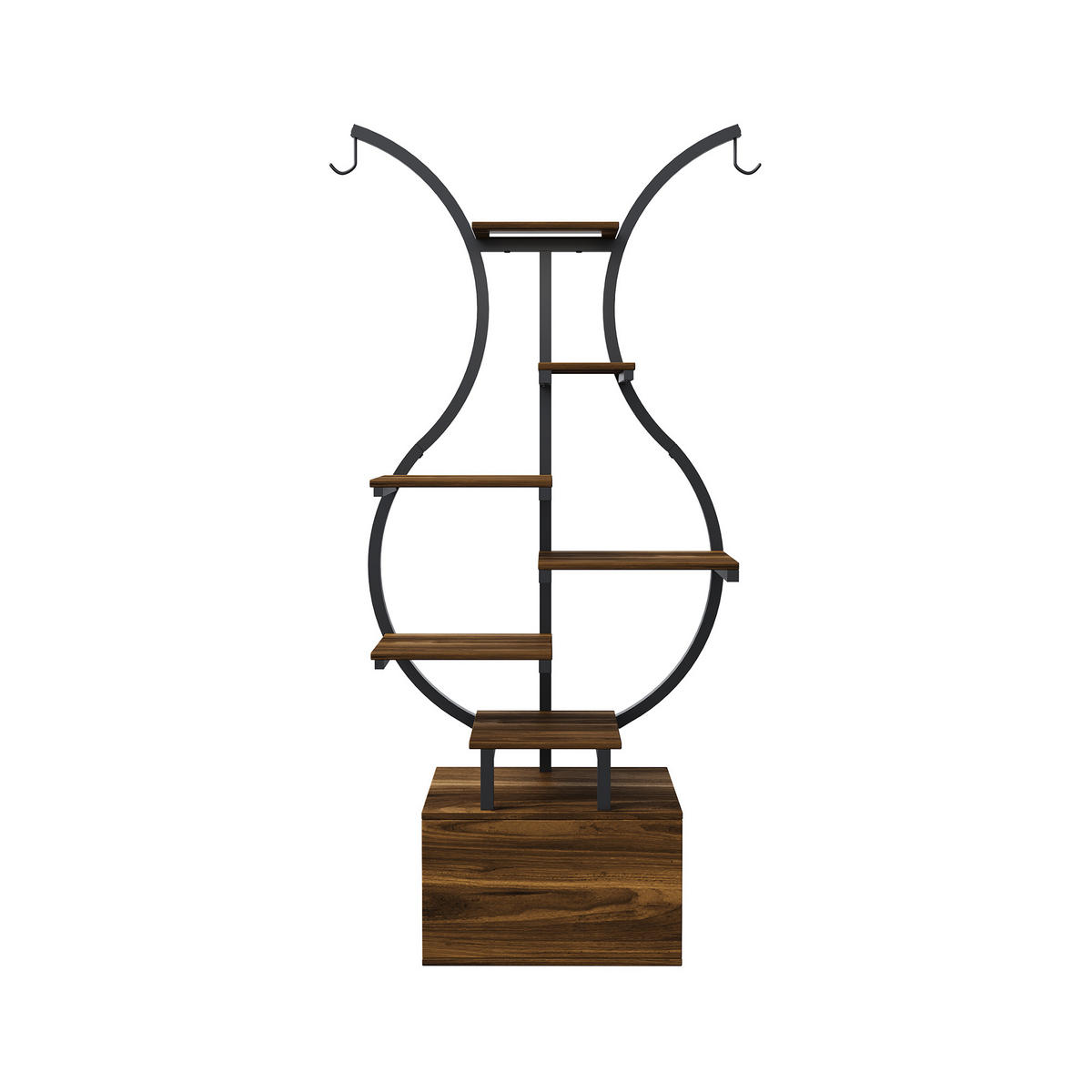 PFLANZENSTÄNDER 6 Ebenen LED Wachstumslampe Metall Ecke Kippschutz 142 cm - Braun, Holz (30/142/40cm) - Fortuna Lai