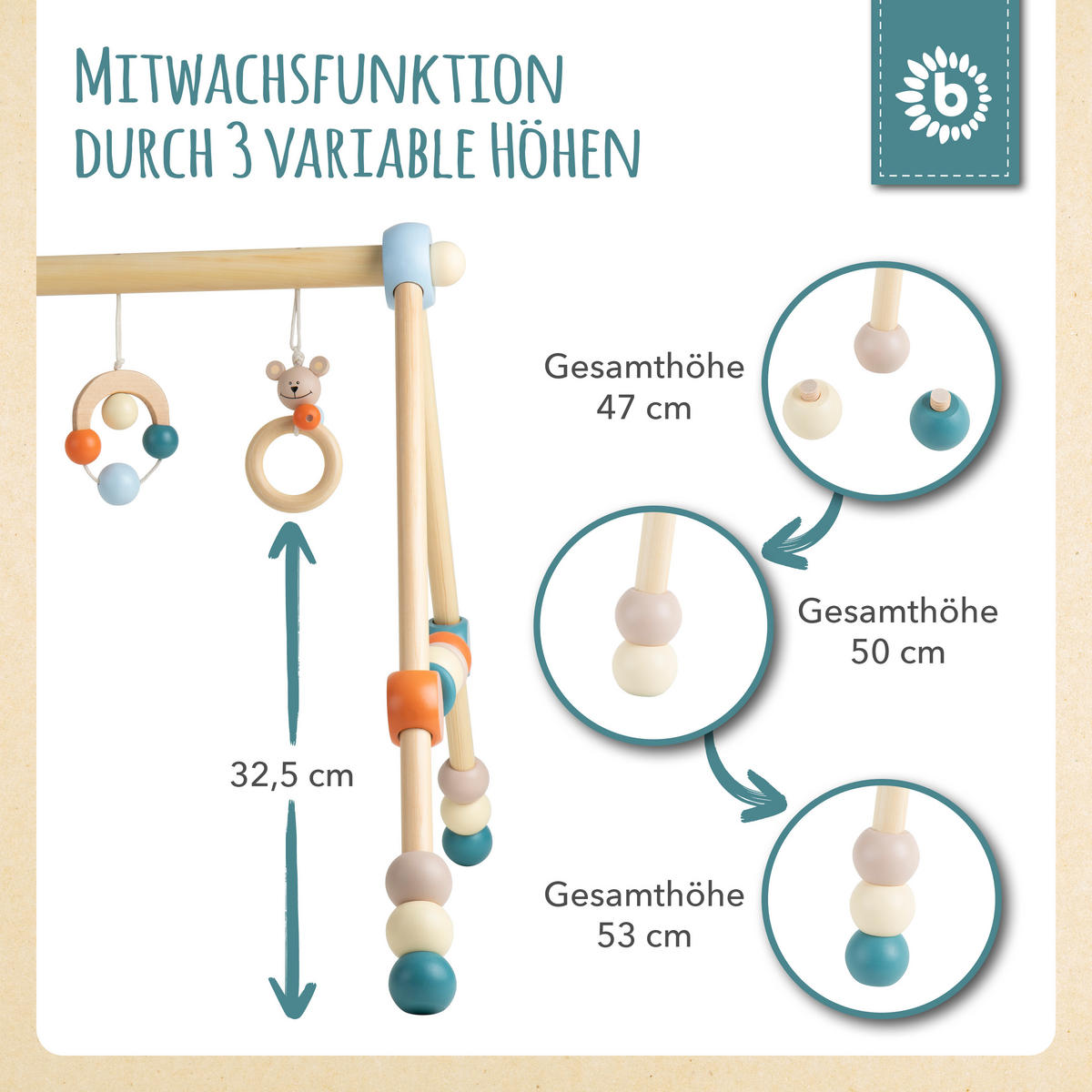 SPIELBOGEN aus Holz höhenverstellbar - a - Blau, Holz (64/54cm) - Bieco Spielwaren