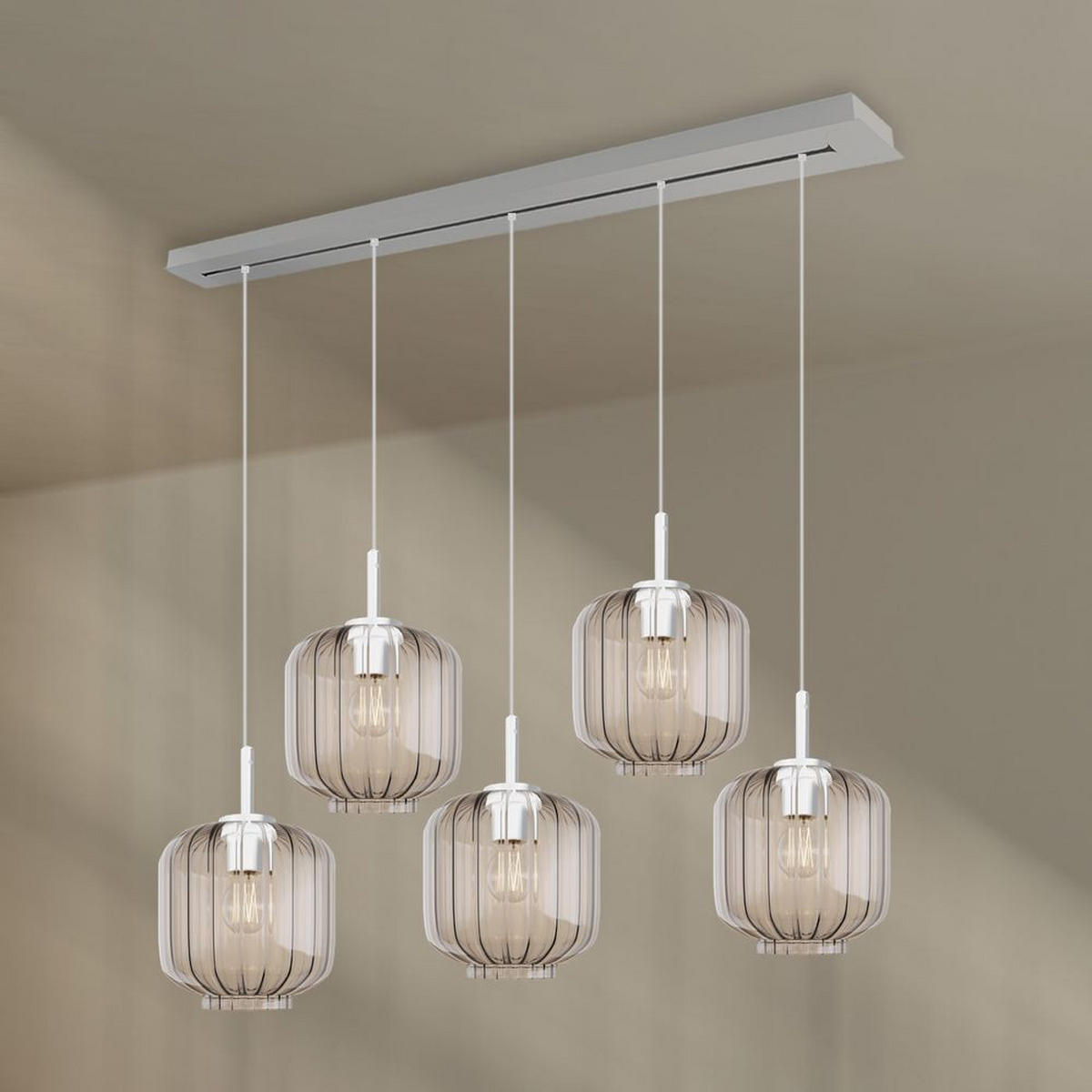 HÄNGELEUCHTE Velo 5-flammig Klar Ø 20cm - Klar/Weiß, Glas (20/20/20cm) - s.luce