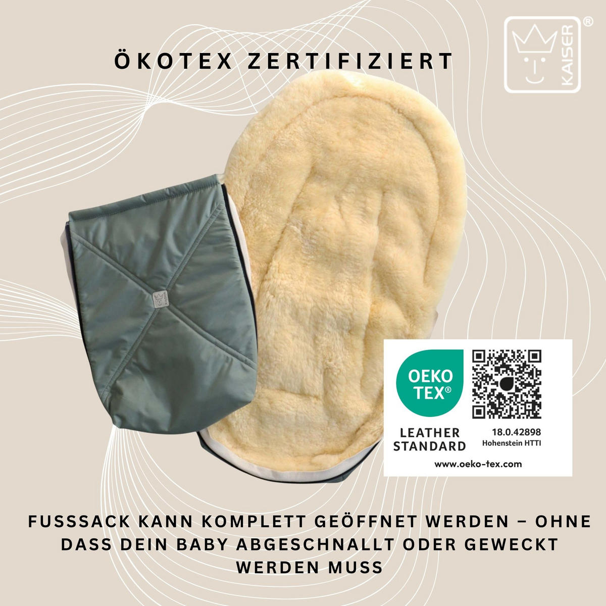 LAMMFELL-BABYSCHALENFUSSSACK Emmy, salbei green - Pastellgrün, Fell (37/10/80cm) - Kaiserbaby