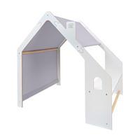 HOLZHÄUSCHEN Für Kinder mit Blauem Dach, Zarter Stoff, Spielhaus, Weiß - Weiß/Hellblau, Holz (110/112/98cm) - MeowBaby