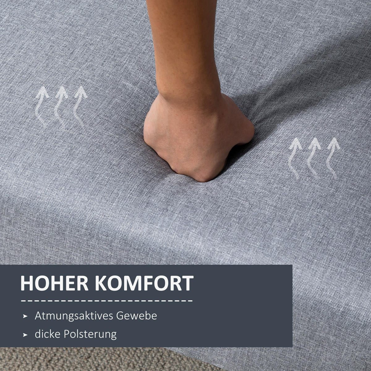 SCHLAFSOFA, 2-Sitzer Stoffsofa mit Schlaffunktion, 173 x 75 x 73 cm, Grau - Hellgrau/Naturfarben, Holz/Textil (75/73/173cm) - HOMCOM