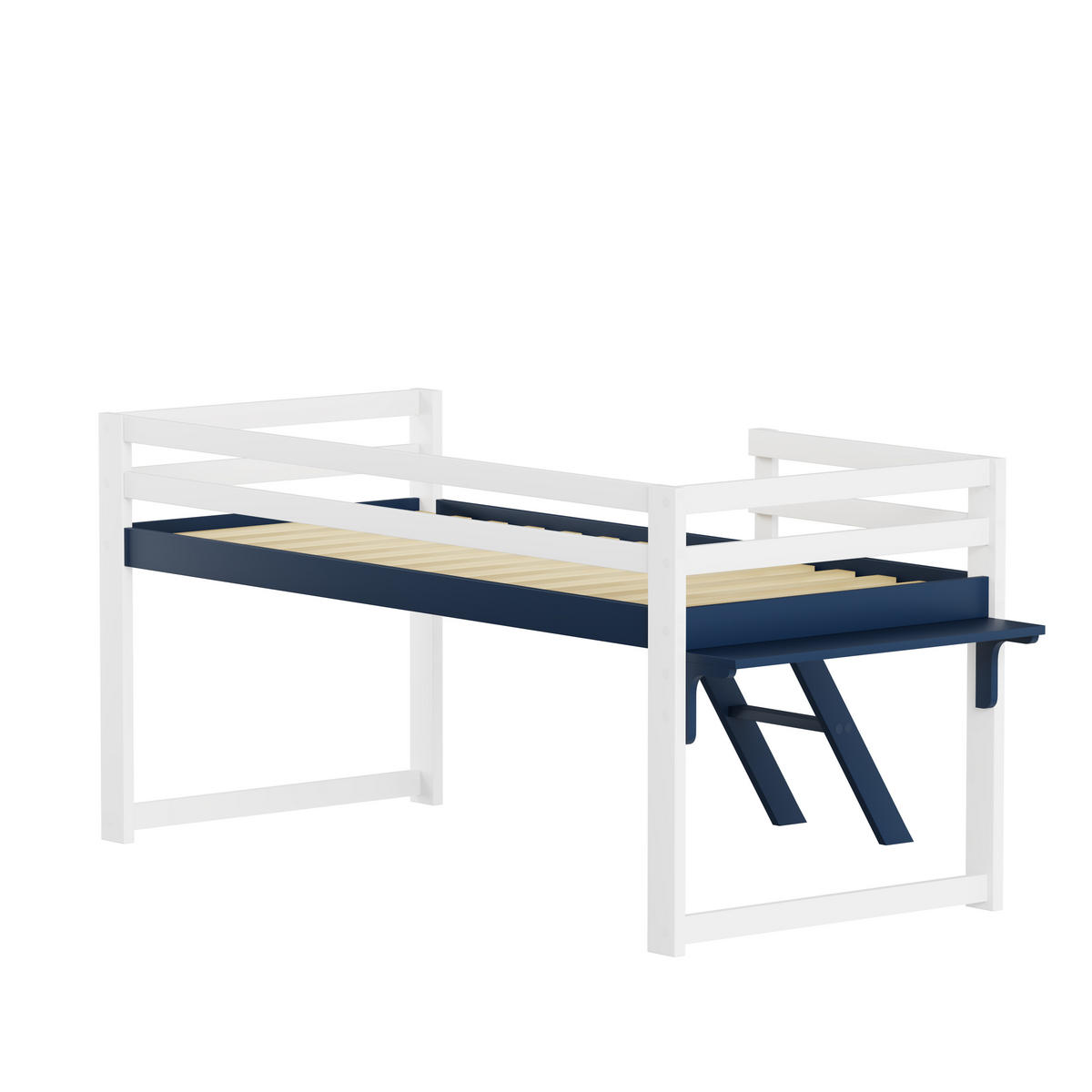 HOCHBETT 90/200 cm Weiß + Marineblau - Blau/Weiß, Holz