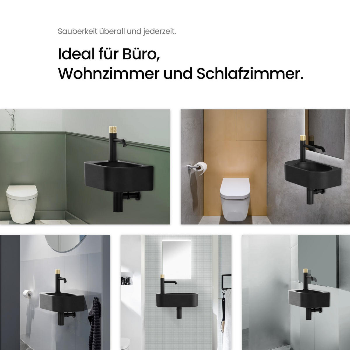 WASCHBECKEN Abgerundete Ecken Rechtes Hahnloch Mattschwarz - Schwarz, Keramik (21.5/12/40cm) - EMKE