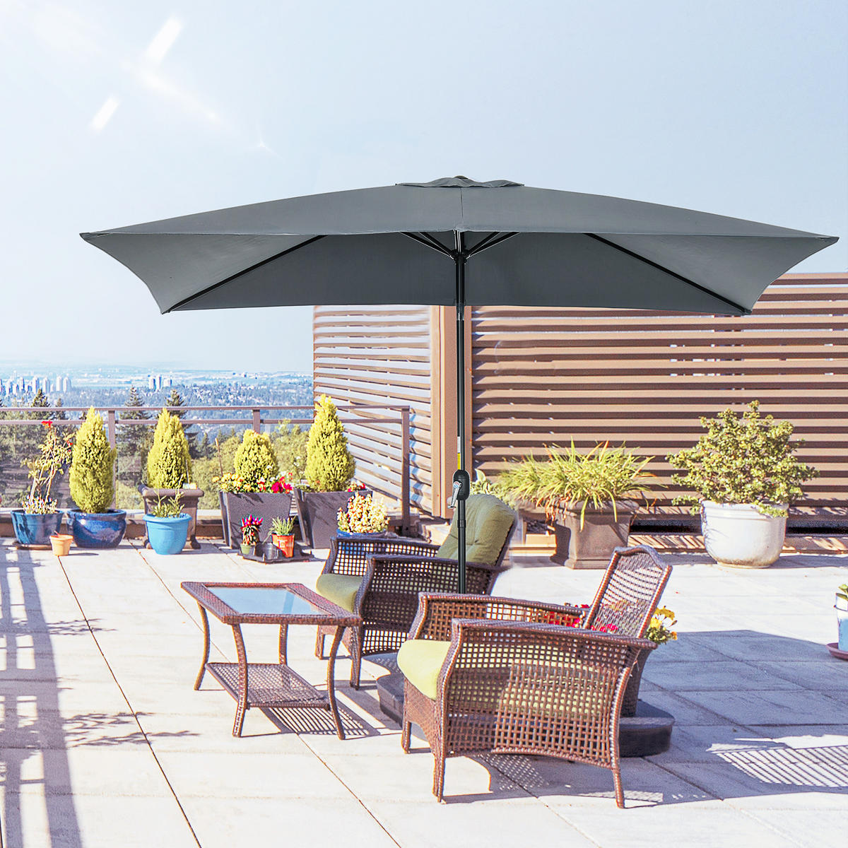 SONNENSCHIRM DE-11440 rechteckig, neigbar, 3 x 2 m Dunkelgrau - Dunkelgrau, Metall (198/294cm) - ComfortXL