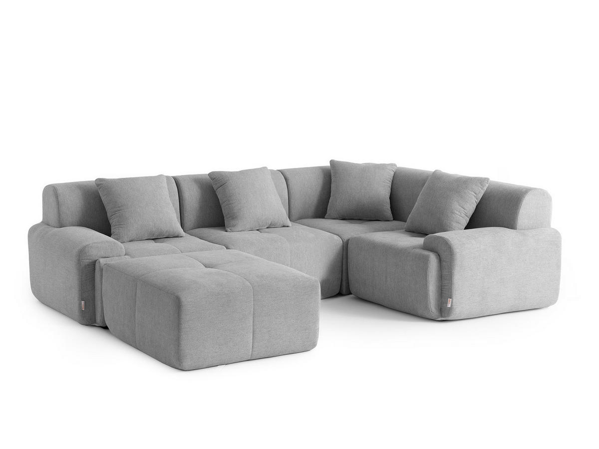 ECKSOFA Chenille Mineralgrau - Grau, Textil (260/190cm) - MILYsofa