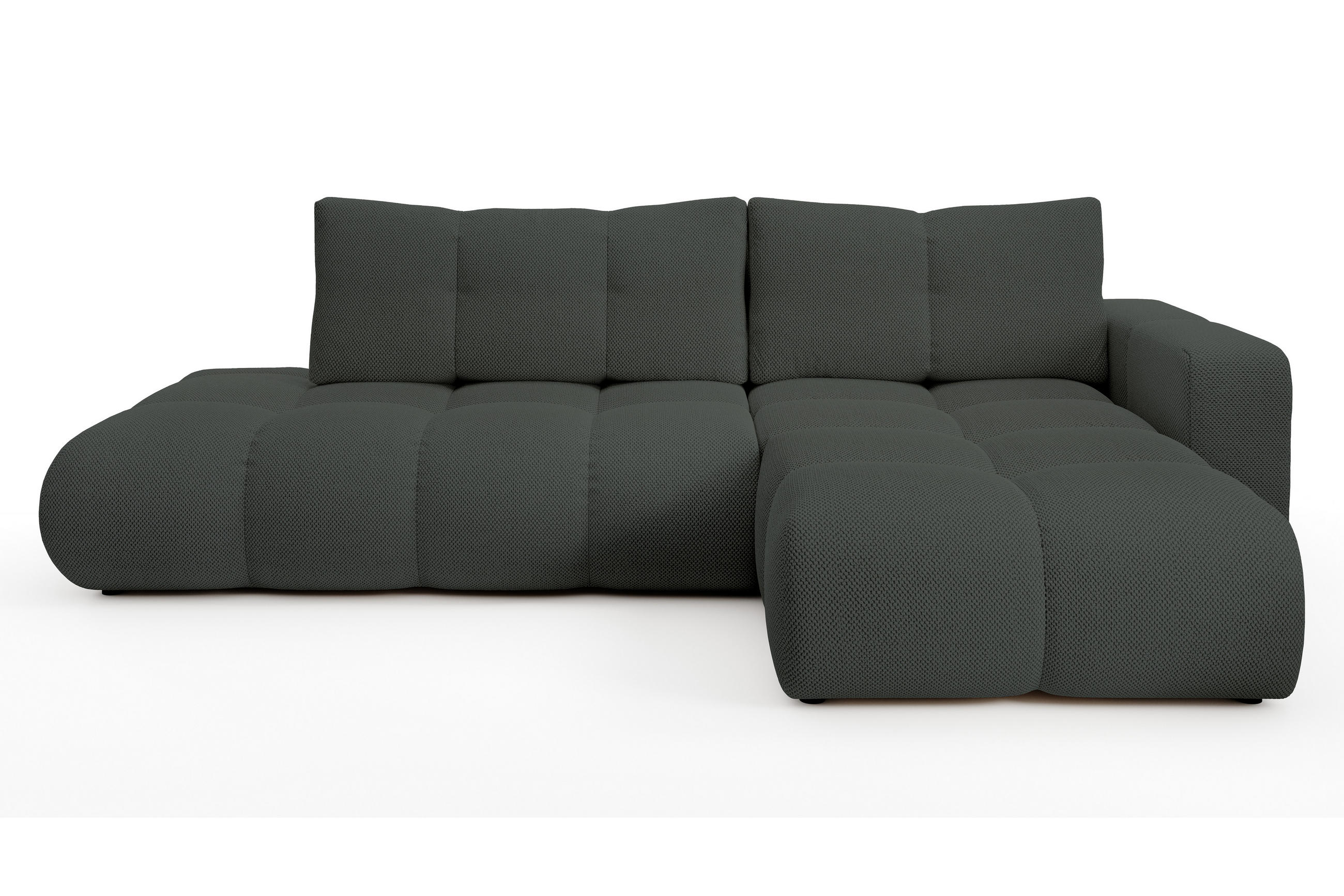 ECKSOFA L Form Hosio Dunkelgrau 286/177/88 cm Rechts mit Schlaffunktion - Dunkelgrau/Schwarz, Kunststoff/Textil (286/177cm) - AX Living