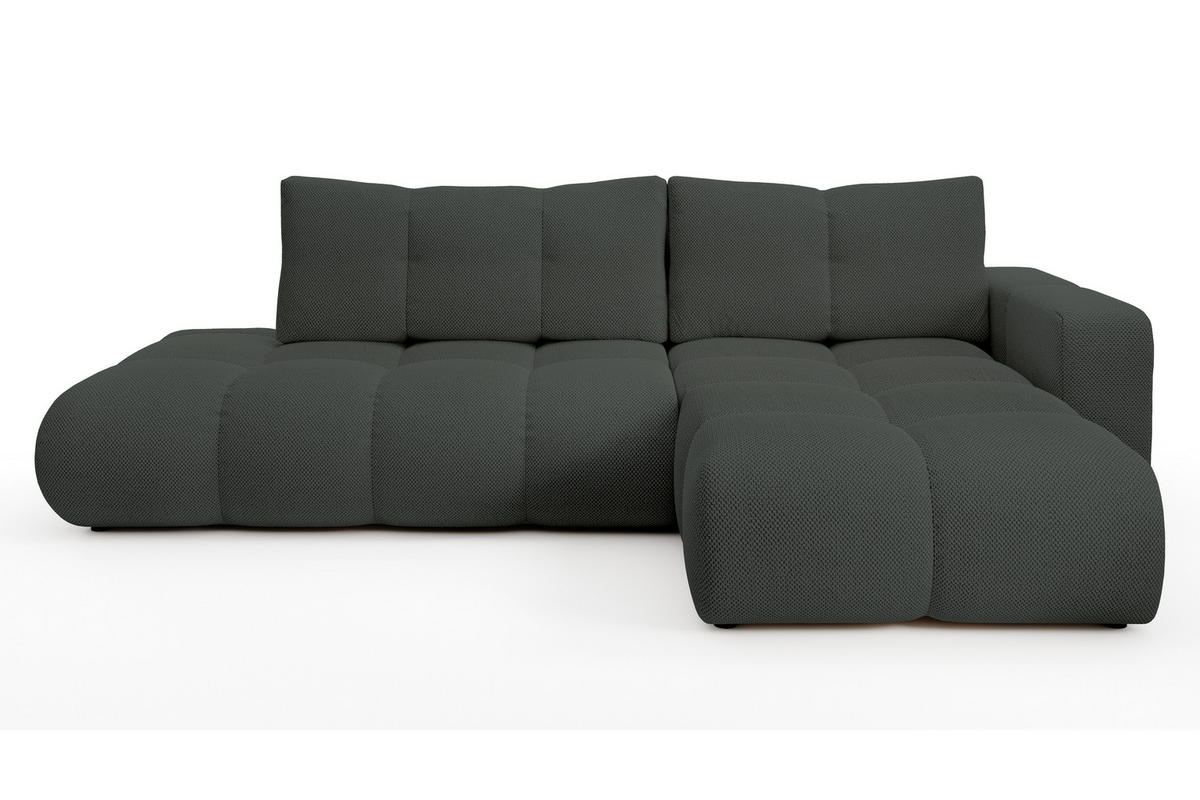 ECKSOFA L Form Hosio Dunkelgrau 286/177/88 cm Rechts mit Schlaffunktion - Dunkelgrau/Schwarz, Kunststoff/Textil (286/177cm) - AX Living