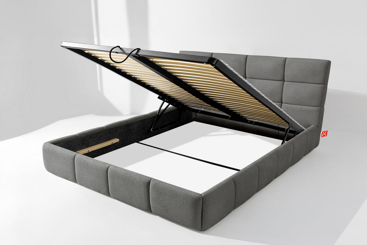 POLSTERBETT ALTOS Bouclé, dunkelgrau - Dunkelgrau, Holz/Holzwerkstoff (180/200cm) - KONSIMO®