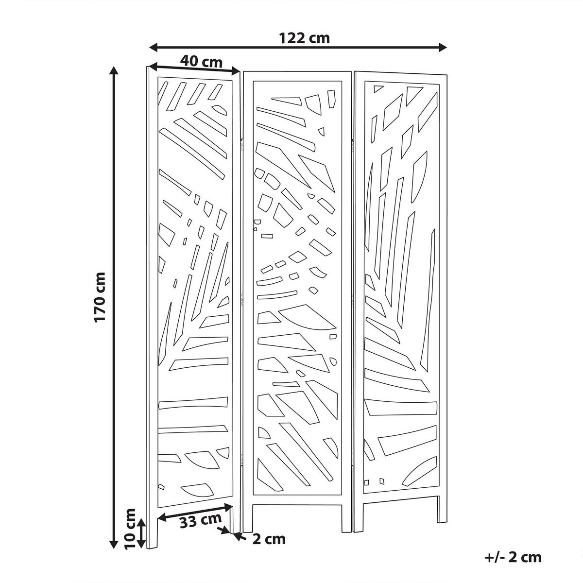 SEPARATOR DE CAMERĂ 3 piese maro deschis 122/170 cm Vernago - maro, lemn (122/170/2cm) - Beliani