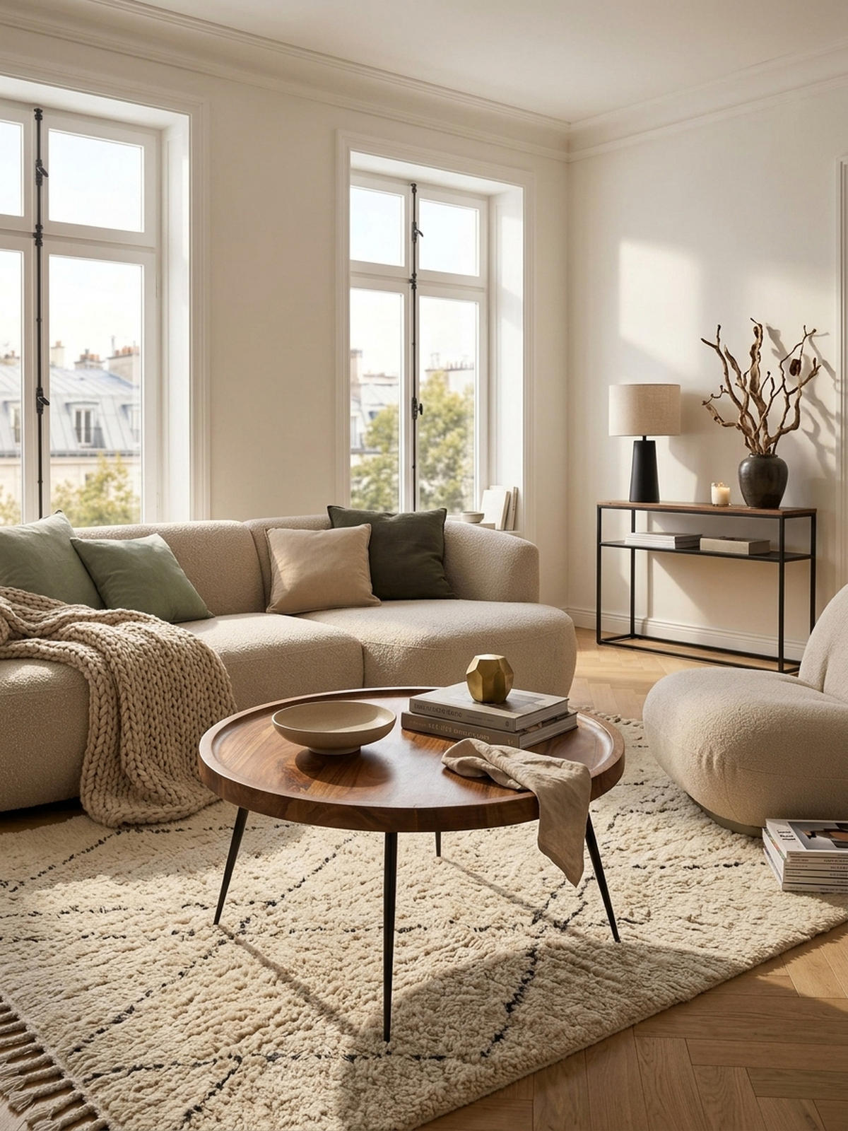 COUCHTISCH Industrial-Stil Rund, Holzplatte und Metallbeine, Handgefertigt, Pflegeleicht - Schwarz/Braun, Holz/Metall (75/75/39cm) - KADIMA DESIGN