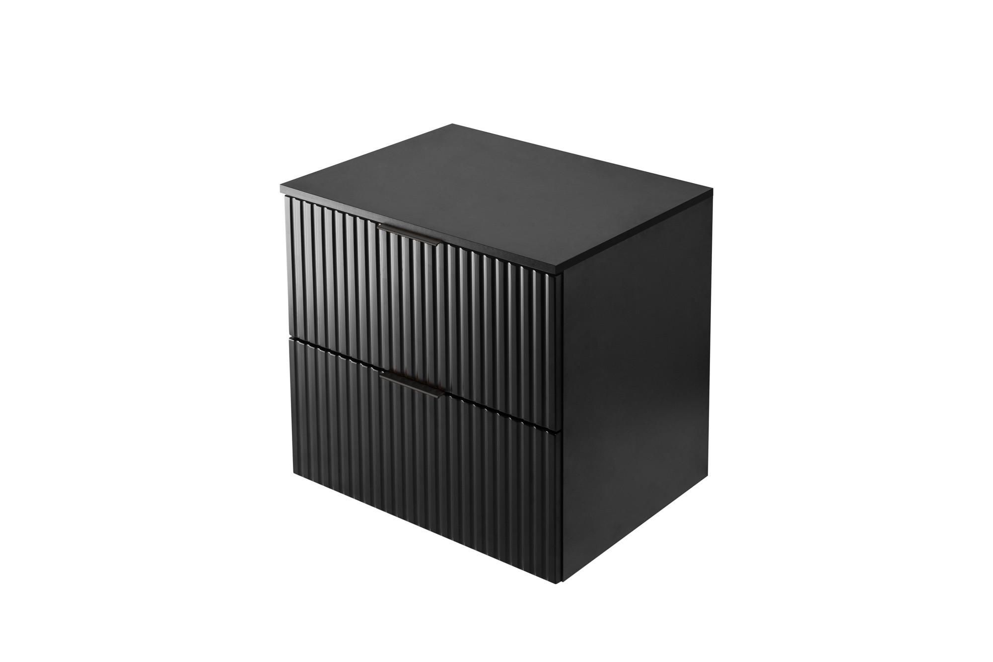 WASCHBECKUNTERSCHRANK, Schwarz, 60 x 57 x 46 cm, schwarzer Griff + Arbeitsplatte - Schwarz, Holzwerkstoff (60/57/46cm) - 3XE LIVING