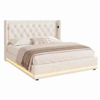 BETT mit Stauraum, LED und USB Typ-C 160x200 cm PU Weiß - Weiß, Metall (160/200cm) - Meubliv