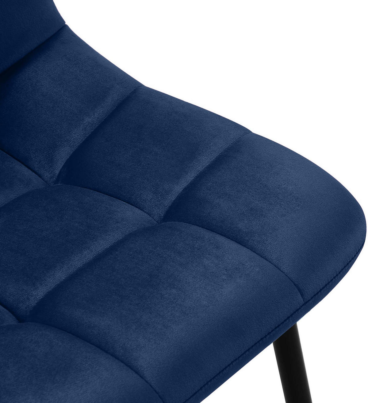 STUHL 4er Set Samt Dunkelblau - Schwarz/Dunkelblau, Textil/Metall (45/84/55cm) - CLP