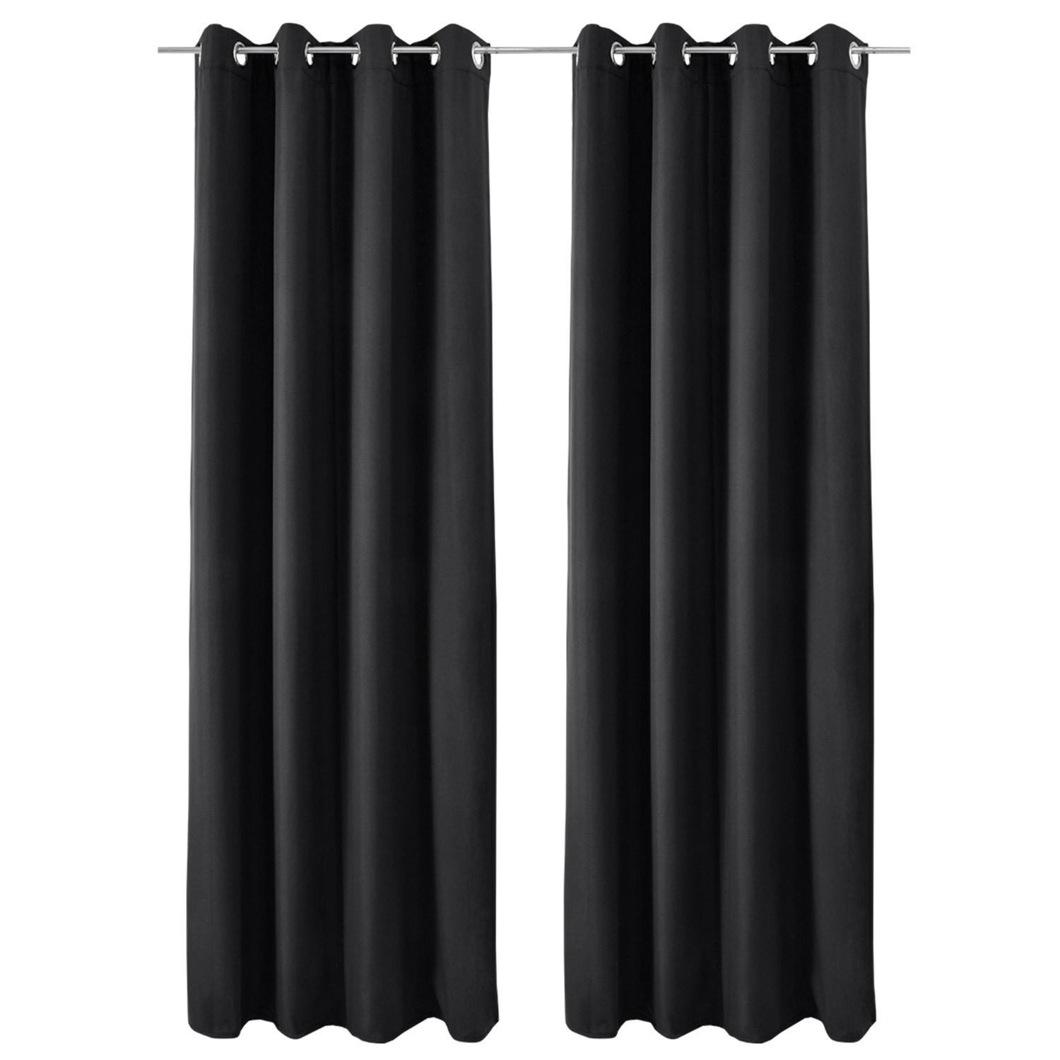 VORHANG Amelie TO mit Öse 140x245cm Schwarz (2tlg) - Schwarz, Textil (140/245/1cm) - Beautissu 