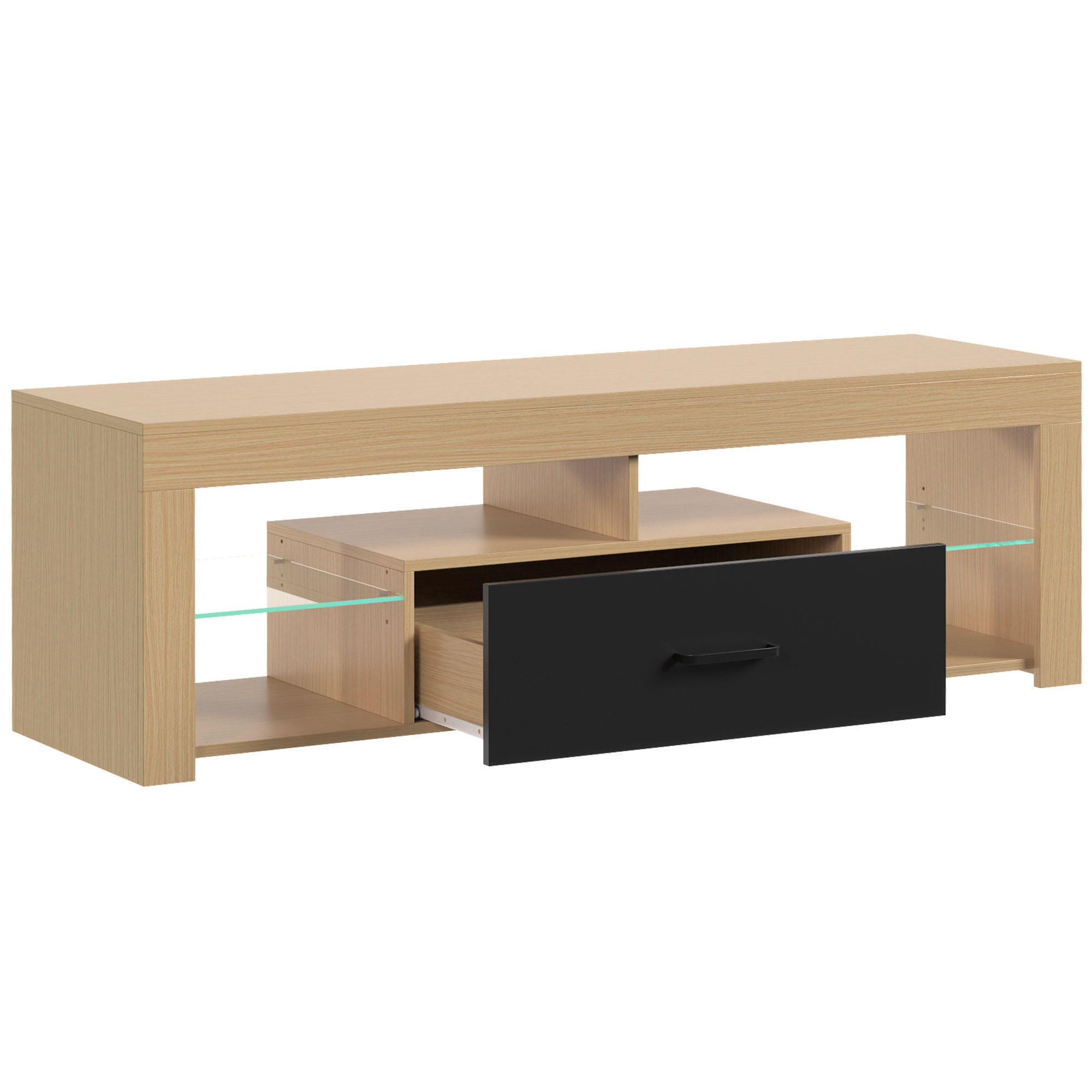 TV-LOWBOARD Spanplatte Glas Eiche - Eichefarben, Glas/Holzwerkstoff (40/45/140cm) - HOMCOM