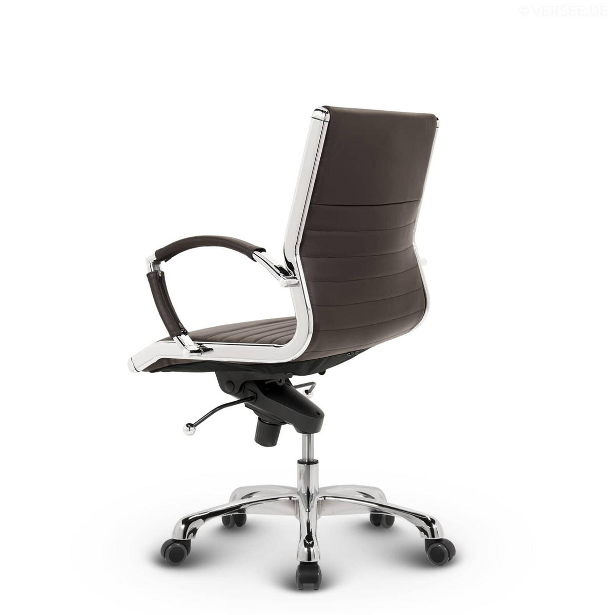 DREHSTUHL Montreal Echtleder Braun – ergonomisch, 150 kg belastbar, Sitzhöhe 46-54cm - Braun, Leder/Metall (60/97/60cm) - Versee