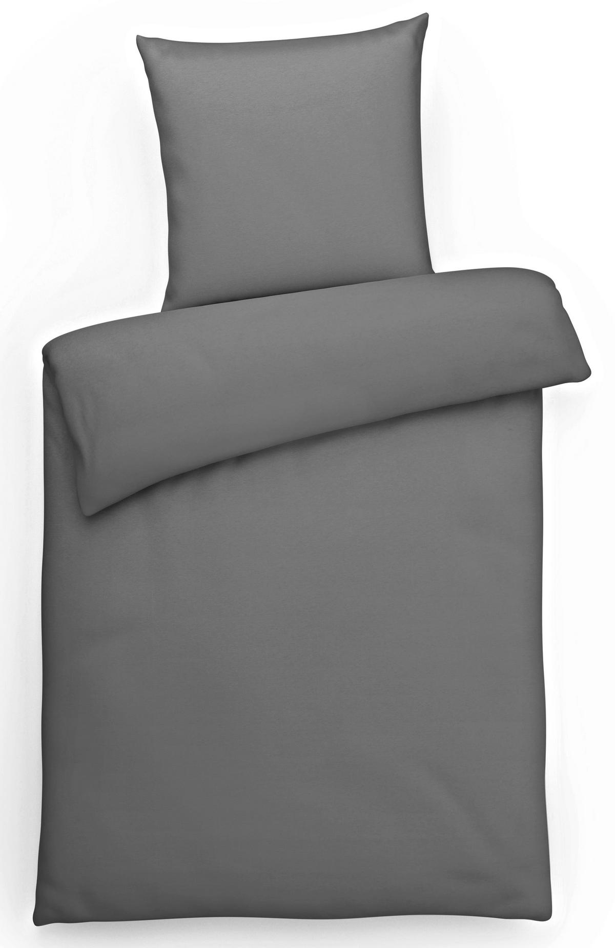 MAKO-SATIN-BETTWÄSCHE 135x200 Bettbezug einfarbig 100% Baumwolle - Uni Anthrazit - Anthrazit, Textil (135/200cm) - Carpe Sonno