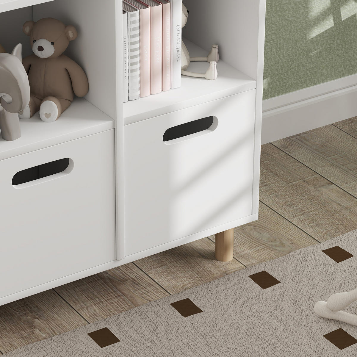 KINDERREGAL DE-17241 3 Ebenen mit 2 Schubladen, Hausform Weiß - Weiß, Holzwerkstoff (63.7/89.5/29.7cm) - ComfortXL
