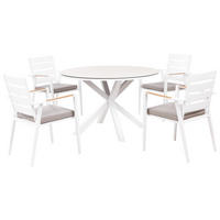 GARTENTISCH-SET 4-Sitzer Weiß Maletto/Taviano - Hellbraun/Beige, Metall - Beliani