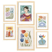 POSTER Set Mit 6 Drucken Garten In Ethnischendruckkollektionen Dekorative Rahmen Für Ihr Zuhause Wandkunstdruck A3 & A4 Rahmen Aus Hellem Holz - Beige, Papier (29/3cm) - Nacnic
