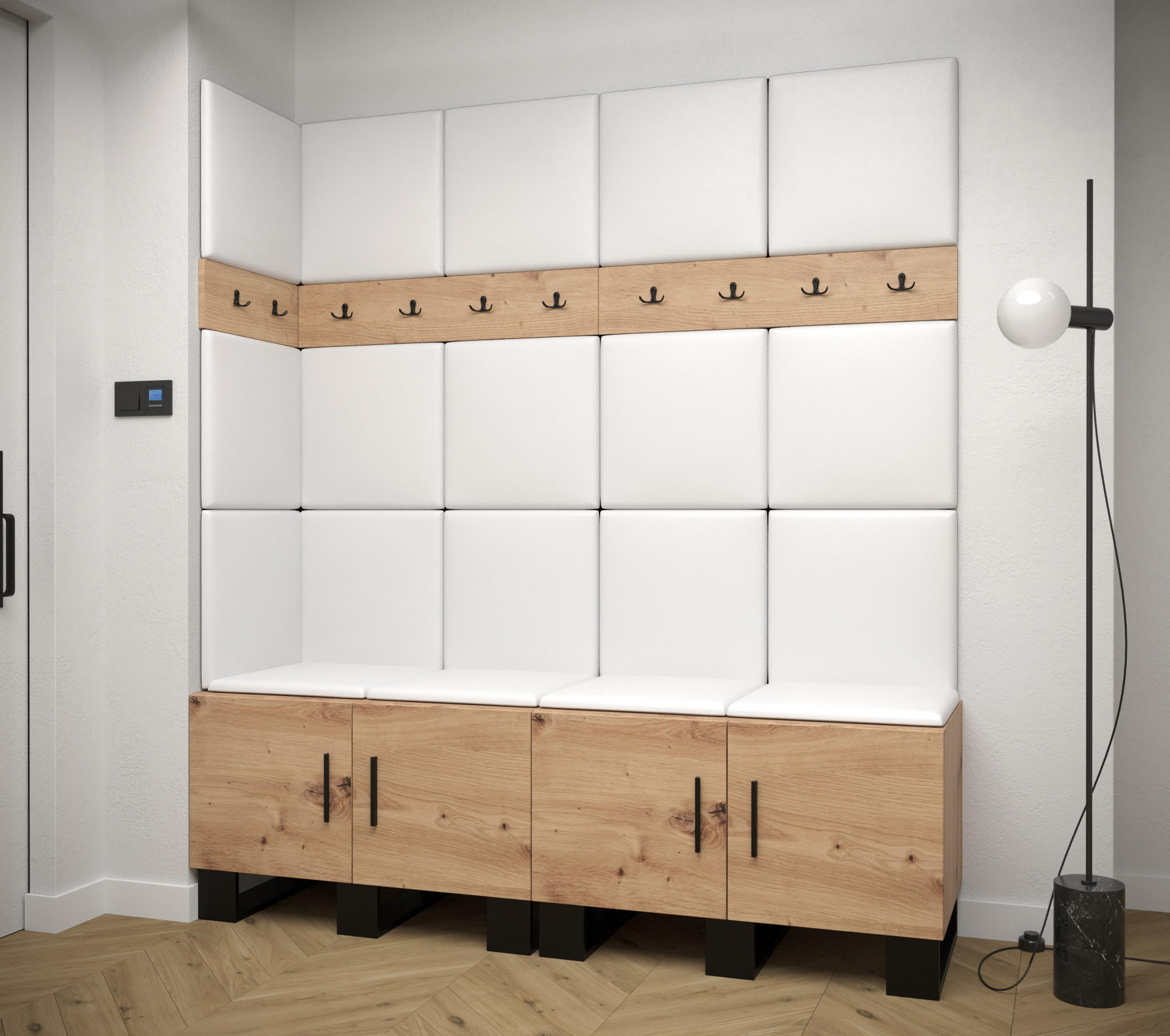 GARDEROBEN-SET 196/168/45,6 - Schwarz/Eiche Artisan, Holz/Kunststoff (168/196/45.6cm) - Abiks Möbel