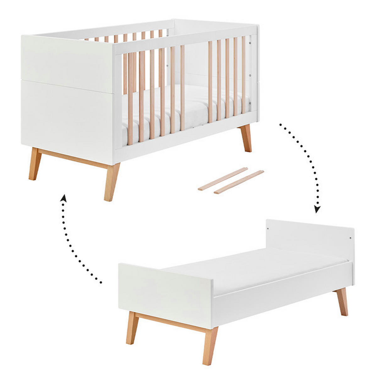 POKOJ PRO MIMINKO 2DÍLNÝ Bílá a dřevo - bílá, kompozitní dřevo (144/89/76cm) - Petits-meubles