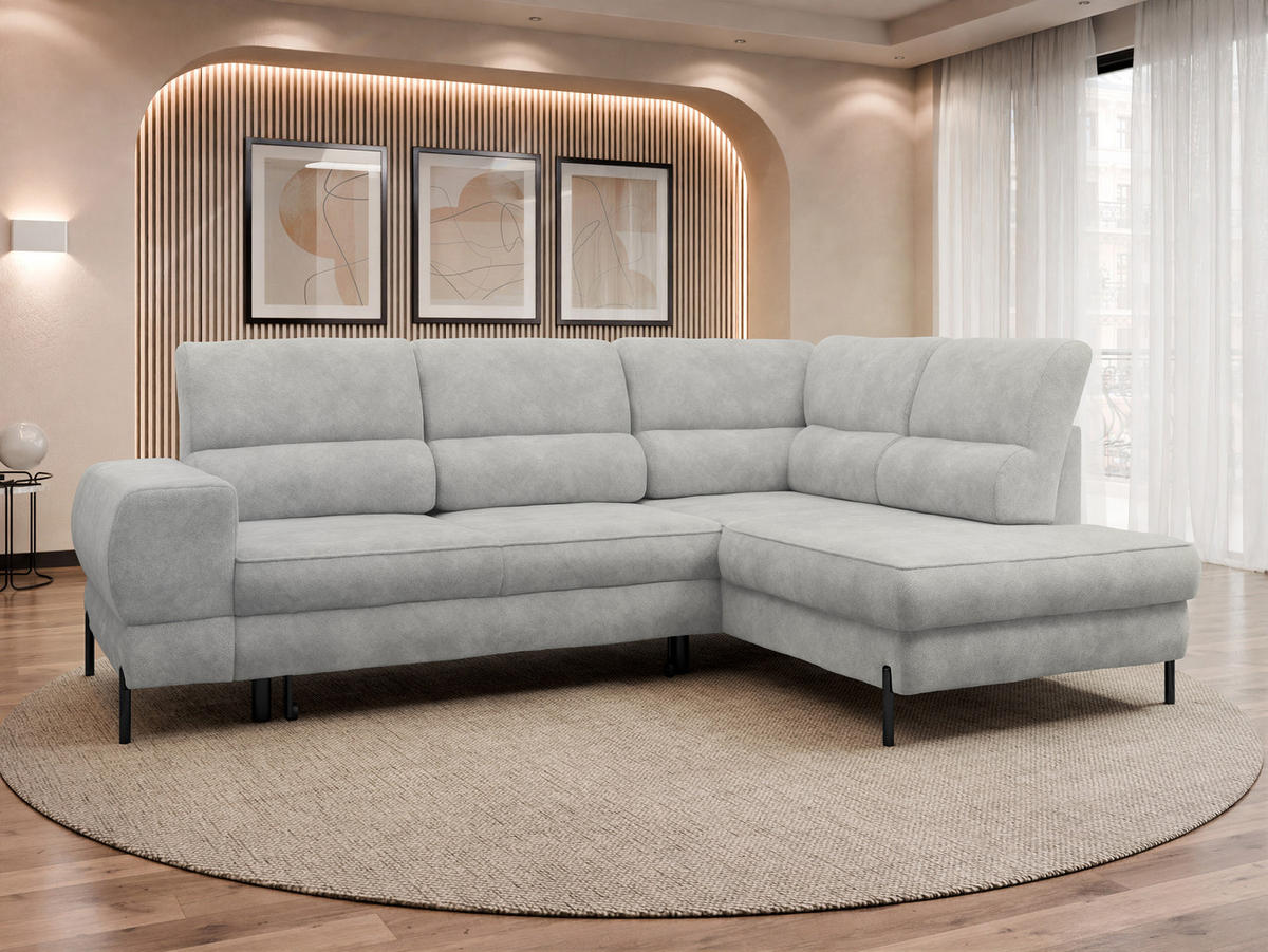 ECKSOFA Clinton, Seite: Rechts - Hellgrau/Schwarz, Holz/Kunststoff (253/174cm) - MIRJAN24