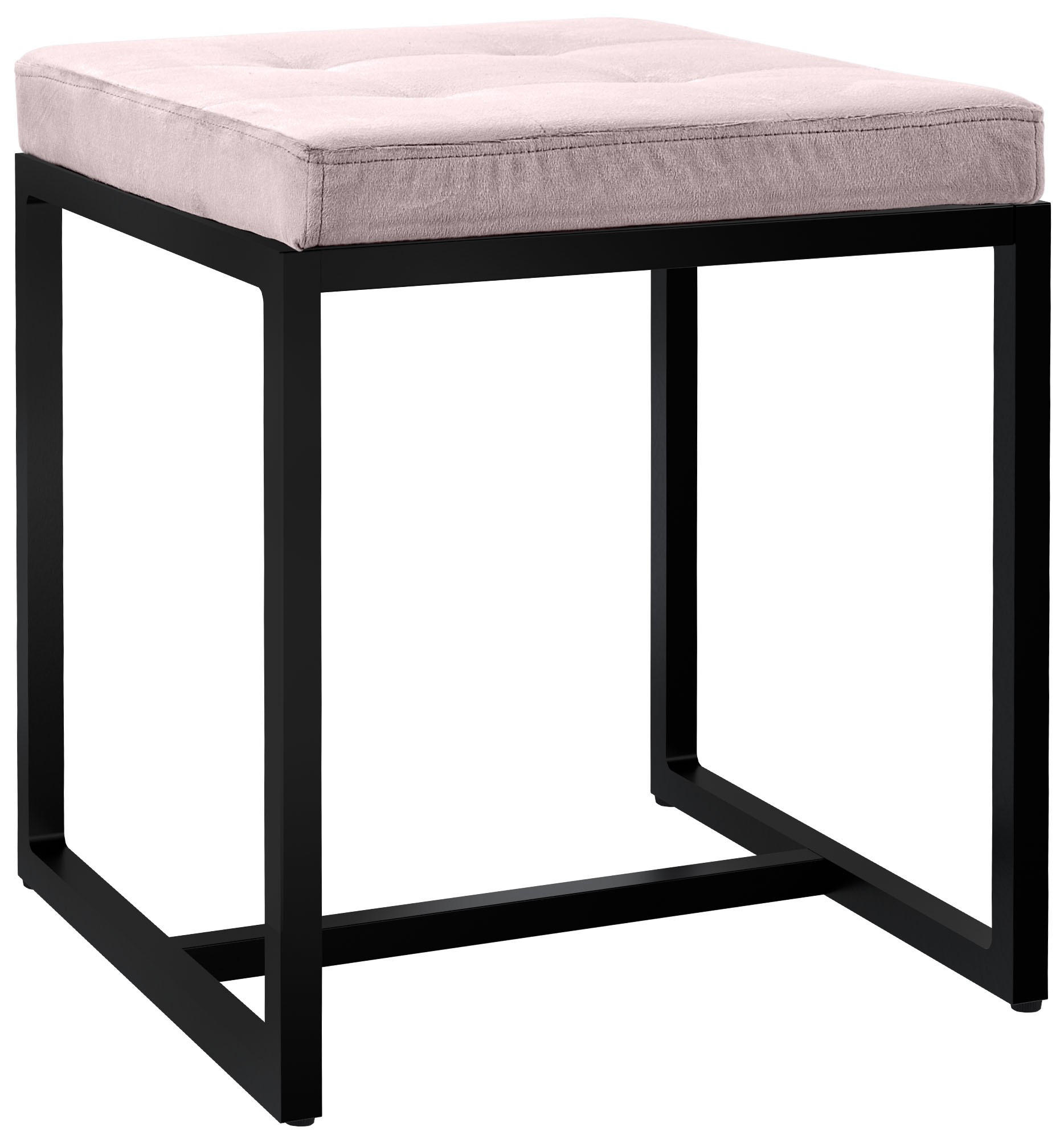 SITZWÜRFEL eckig 40/40/48 cm Samt hellgrau - Hellgrau/Schwarz, Textil/Metall (40/48/40cm) - CLP