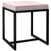 SITZWÜRFEL eckig 40/40/48 cm Samt hellgrau - Hellgrau/Schwarz, Textil/Metall (40/48/40cm) - CLP