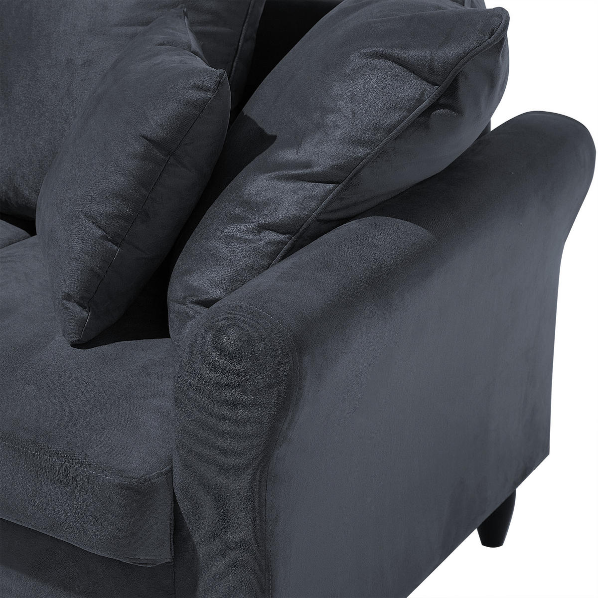 3-SITZER-SOFA Samtstoff Grau Bornholm - Dunkelgrau, Textil (197/76/79cm) - Beliani