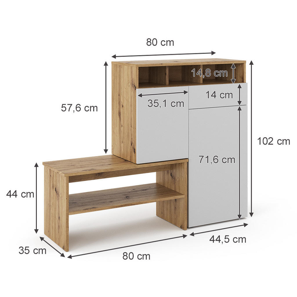 Thumbnail - Vicco Schuhschrank, Braun, Braun, Holzwerkstoff, 11 Fächer, 1 Schubladen, Rechteckig, 124.5x102x35 cm, Garderobe, Schuha...