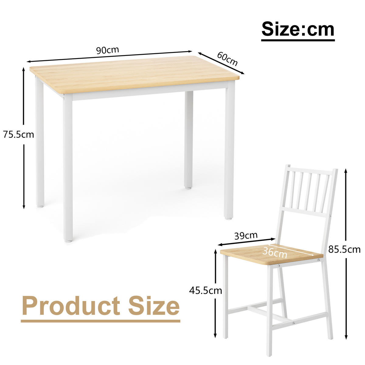 ESSGRUPPE DE-39325 3-teilig, mit 2 Stühlen Weiß - Weiß, Holzwerkstoff (90/75.5/60cm) - ComfortXL