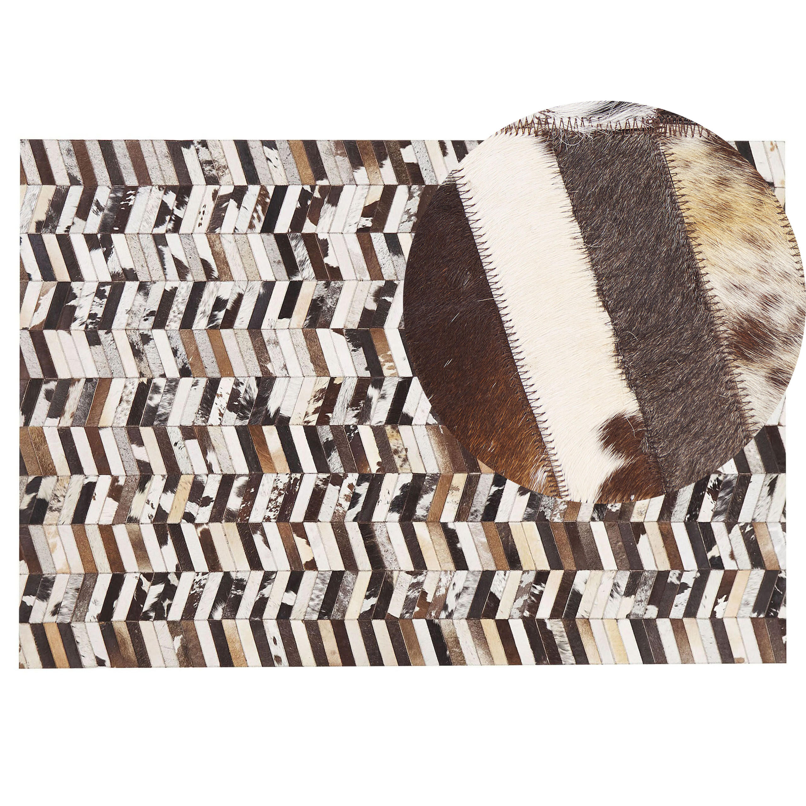 PATCHWORK-TEPPICH Akyele 200/140 cm - Braun, Fell (140/200cm) - Beliani