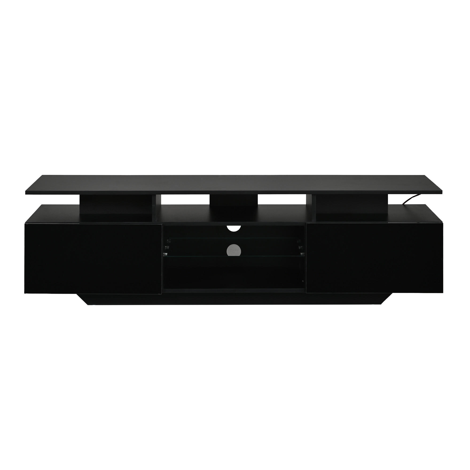 TV-SCHRANK 160/40/45 cm Schwarz Hochglanz mit LED und 2 Schränken - Schwarz, Holzwerkstoff (160/45/40cm) - Oxeza