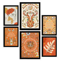 POSTER Set Mit 6 Drucken Von Orange In Brilliant Groovy Style Collection Dekorative Rahmen Für Ihr Zuhause Wandkunstdruck A3 & A4 Schwarzer Rahmen - Schwarz, Papier (29/3cm) - Nacnic