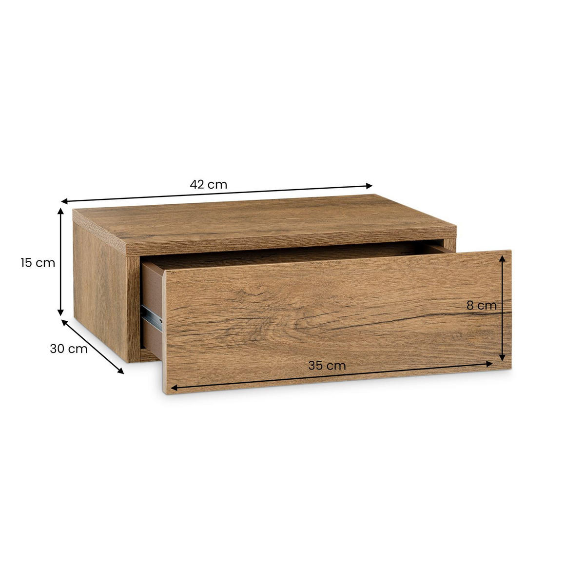 NACHTTISCH ANNE hängend - Eichefarben, Holzwerkstoff (42/14/30cm) - CARO-Möbel