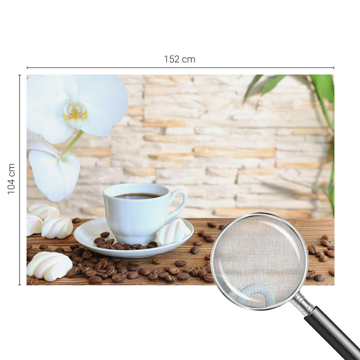 FOTOTAPETE 152x104 cm - Florale Entspannung - Weiß, Textil (152/104cm) - Wallfluent