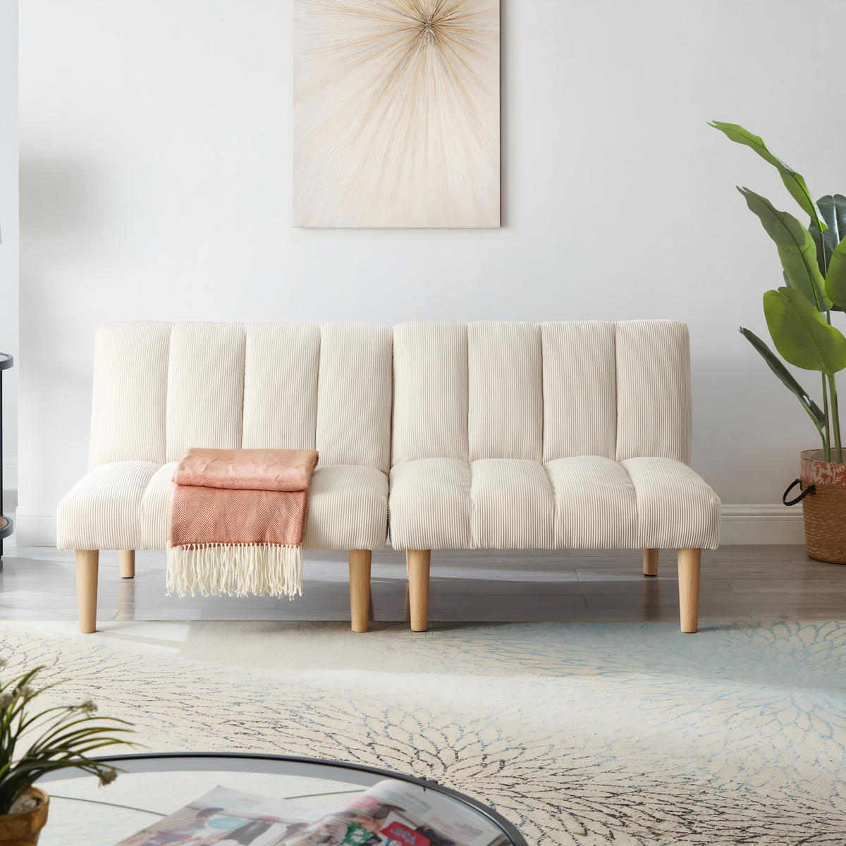 SCHLAFSOFA DE-35238 3-fach verstellbar Beige - Beige, Holzwerkstoff (82/72/167cm) - ComfortXL